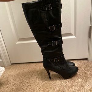 Just fab black knee high heeled boot